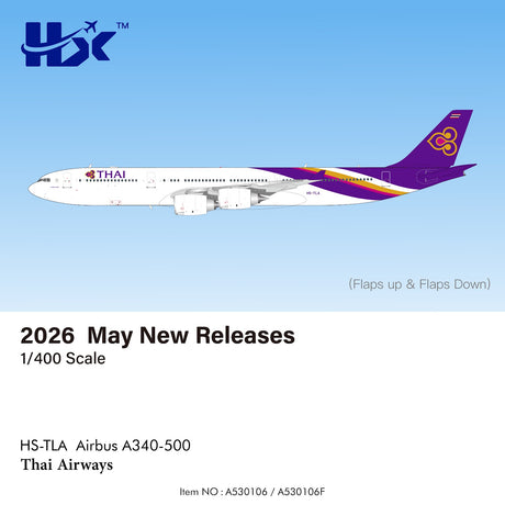 HX Models Thai Airways Airbus A340-500 HS-TLA Flaps Down 1/400