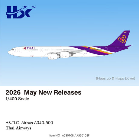 HX Models Thai Airways Airbus A340-500 HS-TLC Flaps Down 1/400