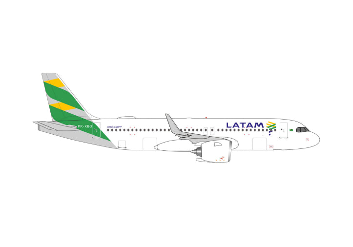 Herpa LATAM Airlines Brasil Airbus A320neo - PR-XBG Brazil Flag Livery 1/500 Aircraft Scale Model