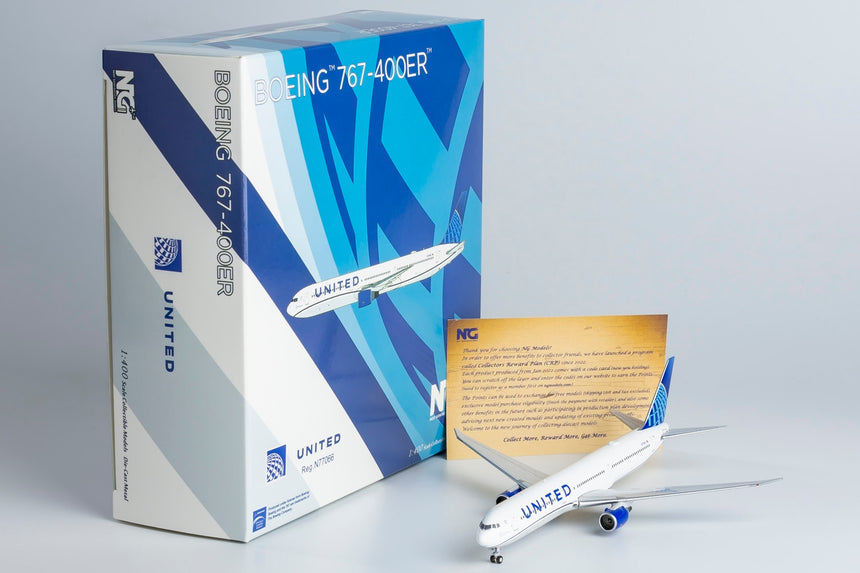 NG Models United Airlines Boeing 767-400ER N77066 "Blue Evolution" CF6 engines 1/400 18001