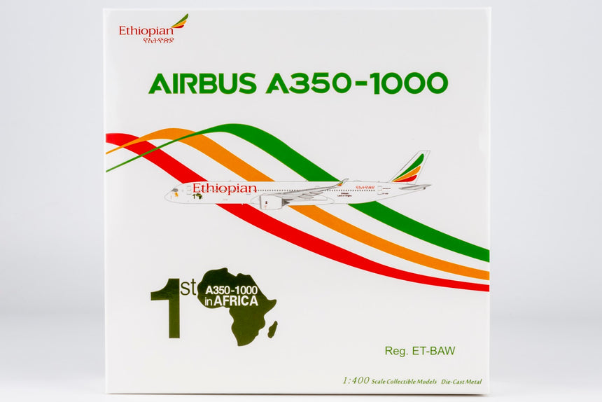 NG Models Ethiopian Airlines Airbus A350-1000 ET-BAW ("1st A350-1000 in Africa" sticker) 1/400 Aircraft Scale Model
