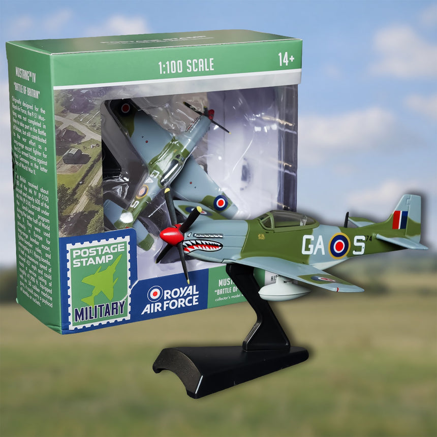 Postage Stamp Military RAF P-51D Mustang 1/100 Aircraft Scale Model