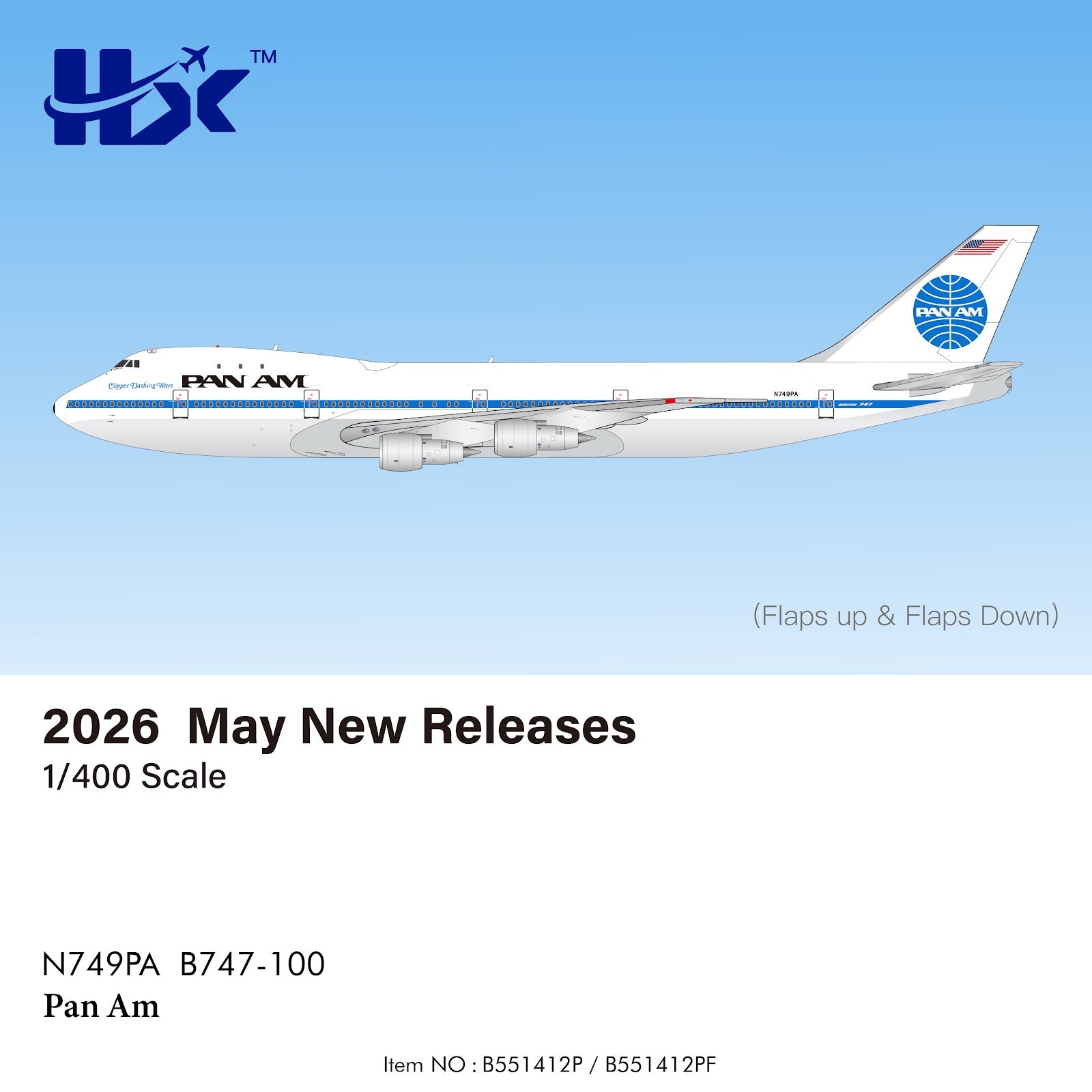 HX Models Pan Am Boeing 747-100 