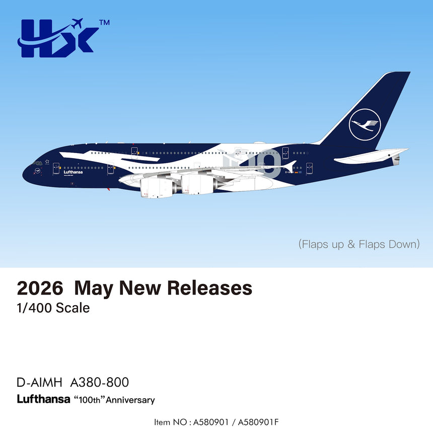 HX Models Lufthansa Airbus A380 D-AIMH 100th Anniversary 1/400