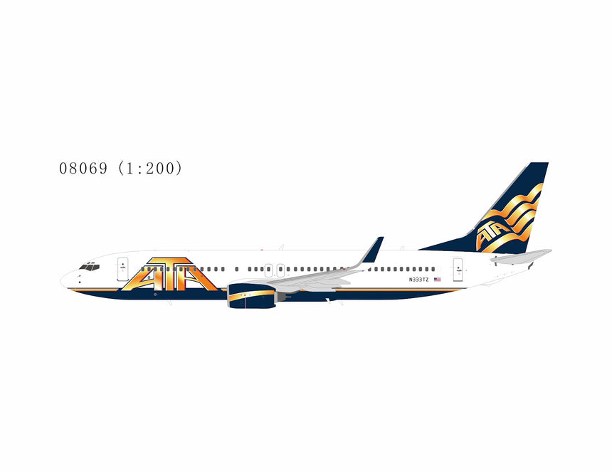 NG Models American Trans Air - ATA Airlines Boeing 737-800 N333TZ 1/200 Aircraft Scale Model