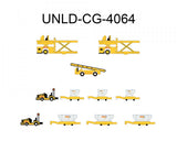 DHL GSE Cargo Loaders, Tows, Dollies and Container set UNLD-CG-4064 1/400