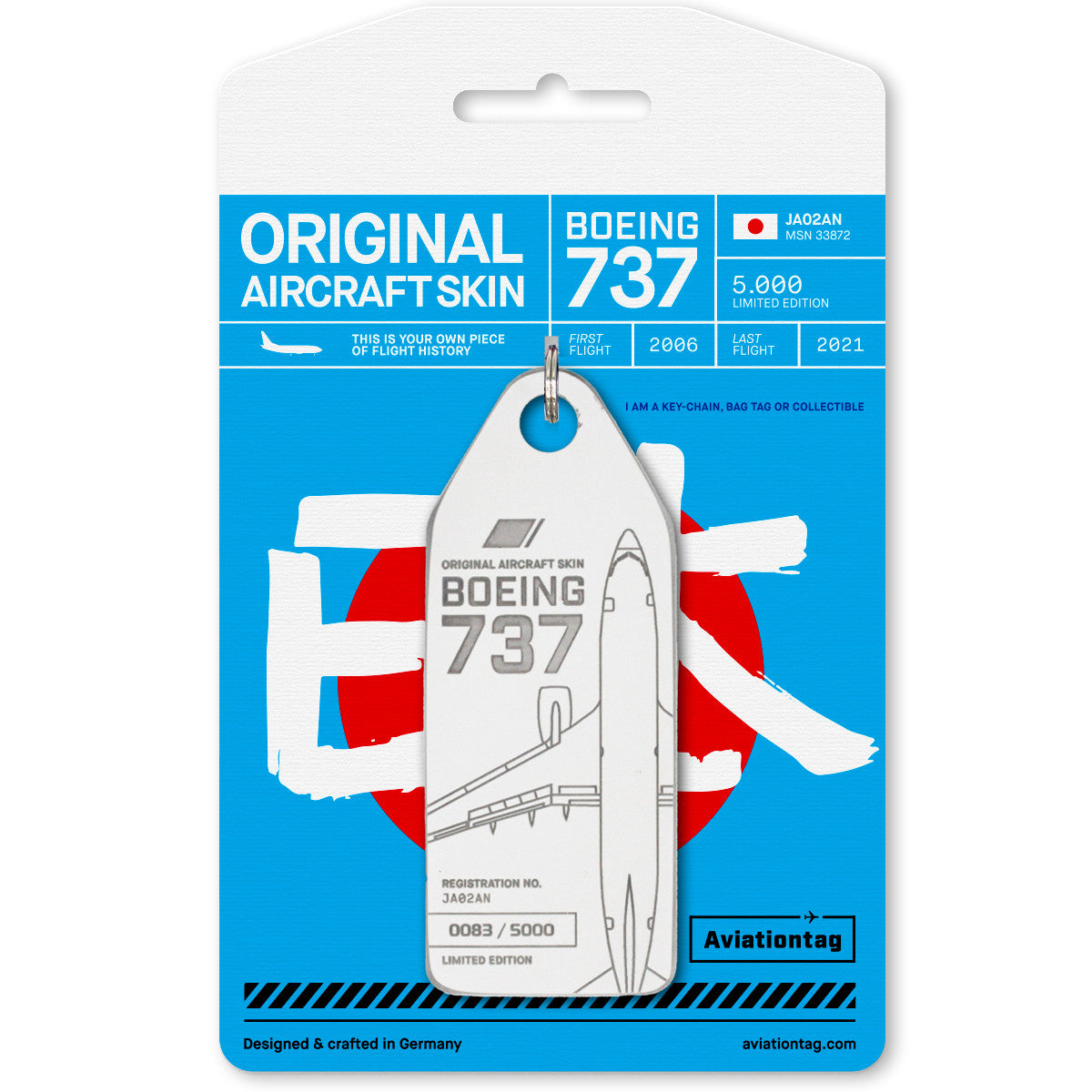 公式宣伝画像（本物） ANA Aviationtag JA02AN 完璧な色合い Aviationtag ANA All Nippon Airways Boeing 737 – JA02AN White