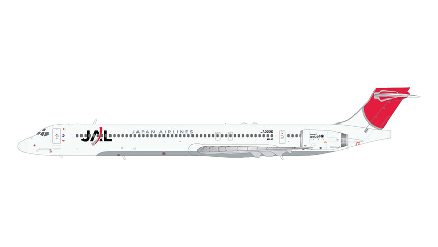 GeminiJets Japan Airlines McDonnell MD-90 JA002D (upgraded stand) 1/200 Aircraft Scale Model