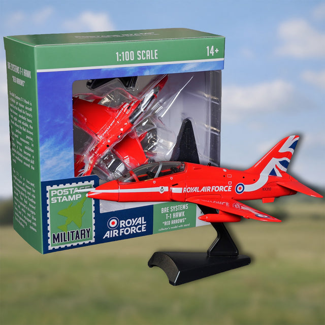 Postage Stamp Military RAF Red Arrows T-1 Bae Hawk 1/100 Aircraft Scale Model
