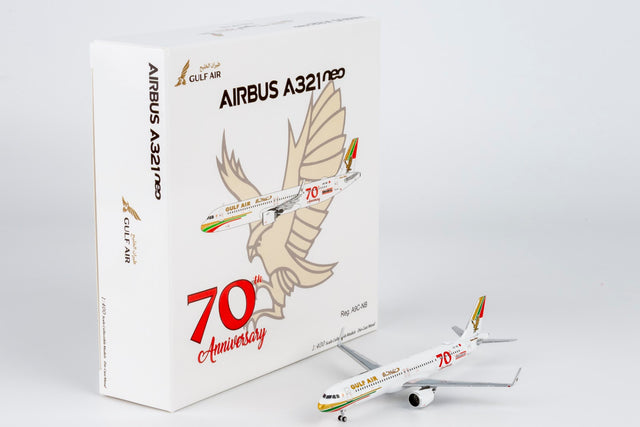 NG Models Gulf Air Airbus A321neo A9C-NB (70th Anniversary livery) 1/400 Aircraft Scale Model