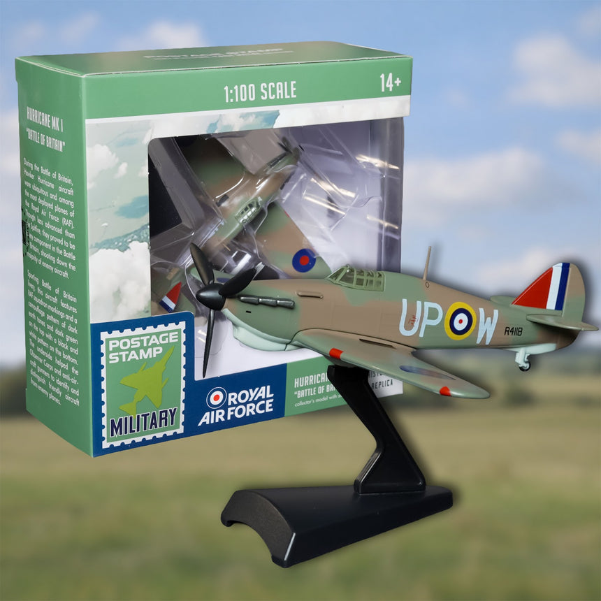 Postage Stamp Military RAF Hurricane – Battle Of Britain 1/100 Aircraft Scale Model