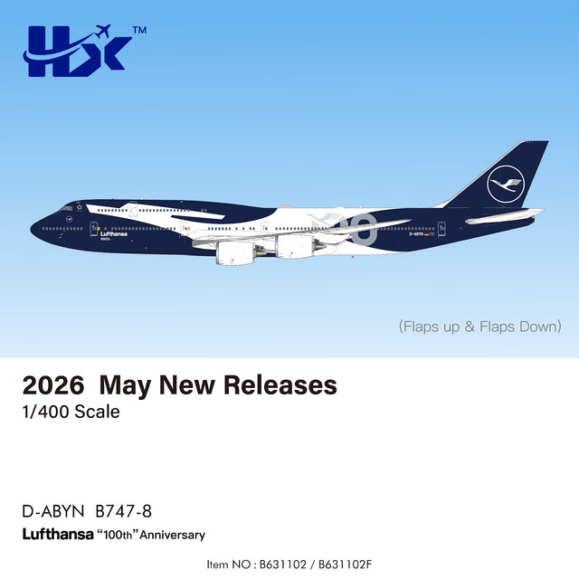 HX Models Lufthansa Boeing 747-8 D-ABYN 100th Anniversary 1/400