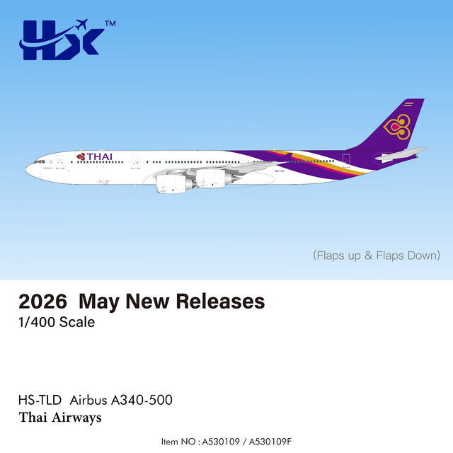 HX Models Thai Airways Airbus A340-500 HS-TLD Flaps Down 1/400