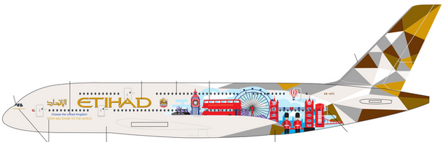 PPC Models Etihad Airways Airbus A380 UK Livery 1/200 Aircraft Scale Model