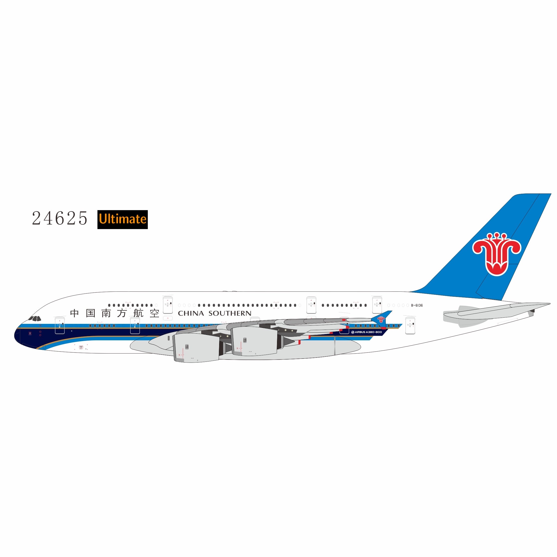 NG Models China Southern Airlines Airbus A380-800 B-6136 First