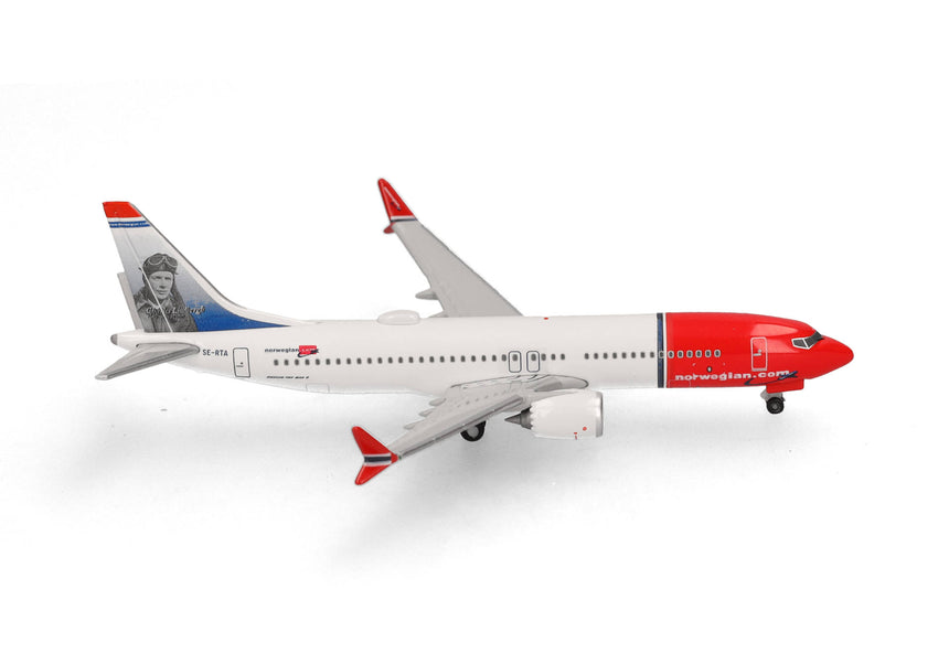 Herpa Norwegian Air Shuttle Boeing 737 Max 8 - SE-RTA "Charles Lindbergh" 1/500 Aircraft Scale Model
