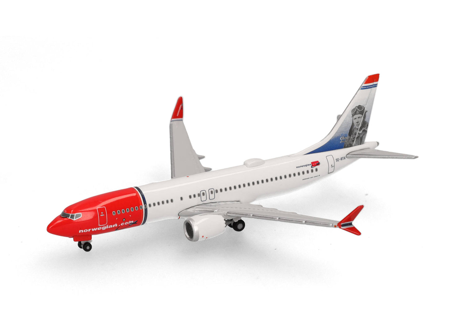 Herpa Norwegian Air Shuttle Boeing 737 Max 8 - SE-RTA "Charles Lindbergh" 1/500 Aircraft Scale Model