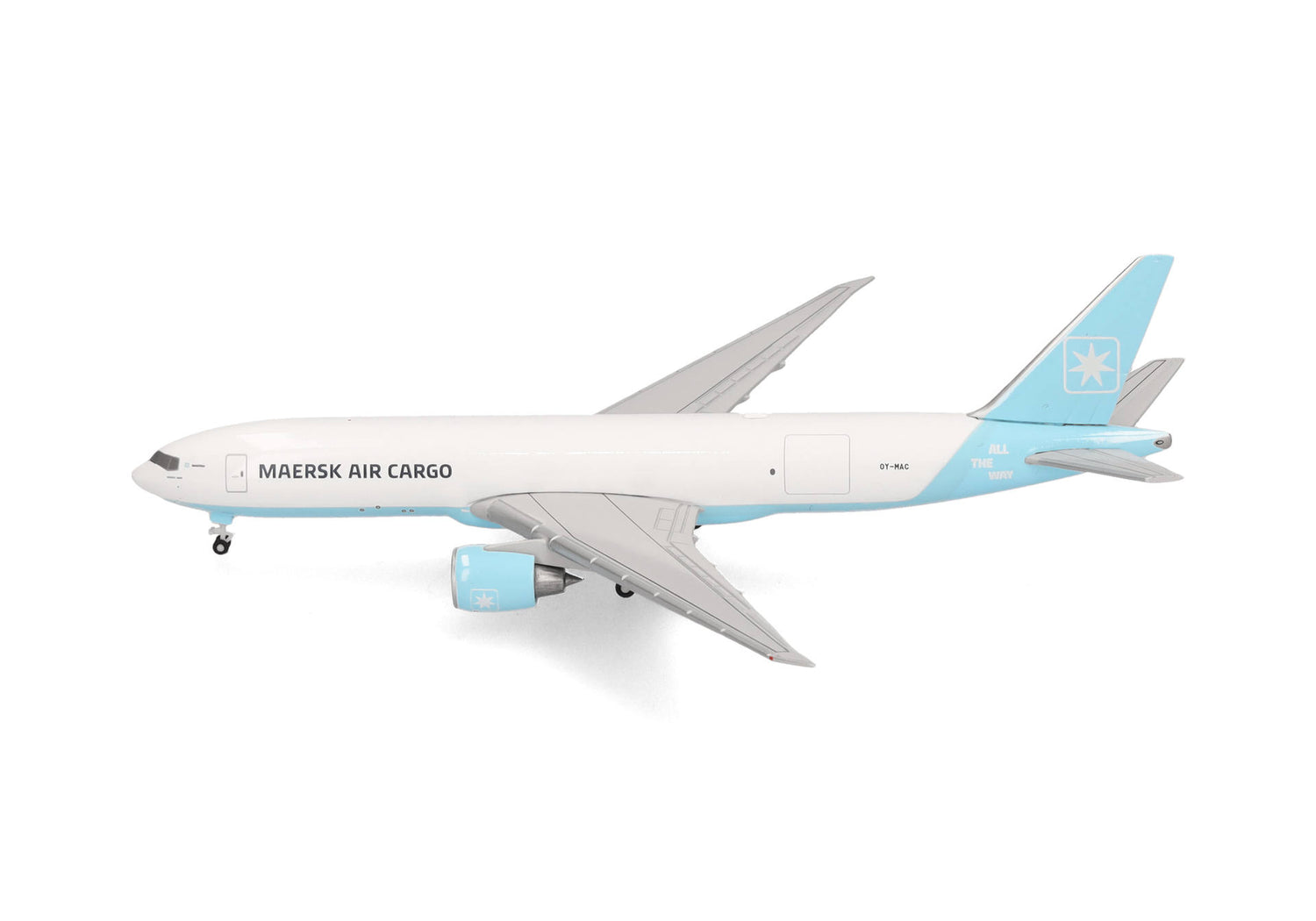 Herpa Maersk Air Cargo Boeing 777F – OY-MAC "Maersk Swan" 1/500 Aircraft Scale Model