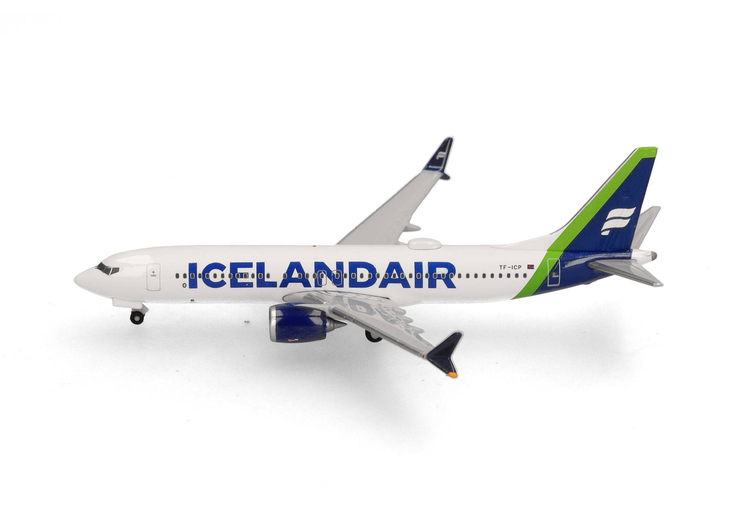 Herpa Icelandair Boeing 737 Max 8 - Green Tail Stripe - TF-ICP "Landmannalaugar" 1/500 Scale