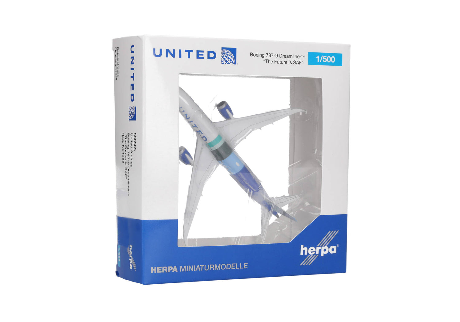 Herpa United Airlines Boeing 787-9 Dreamliner "The Future is SAF" - N24988 1/500 Scale