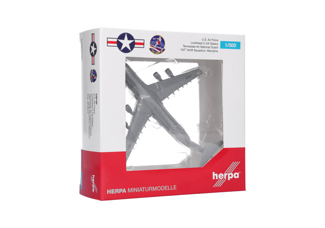 Herpa U.S. Air Force Lockheed C-5A Galaxy - Tennessee Air National Guard, 155th Airlift Squadron, Memphis – 69-0014 1/500 Aircraft Scale Model
