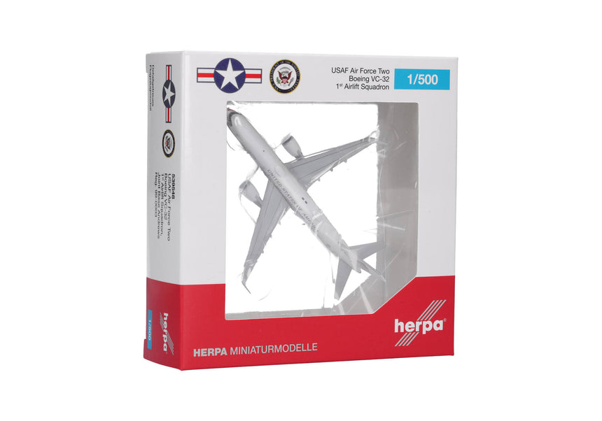 Herpa U.S. Air Force Boeing VC-32 "Air Force Two" – 99-0003, 1st Airlift Squadron, Joint Base Andrews 1/500 Aircraft Scale Model
