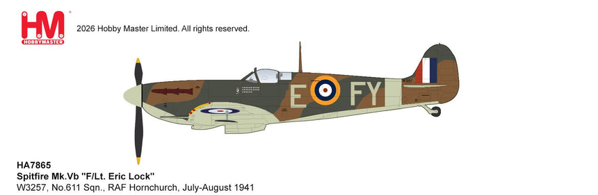 Hobby Master Spitfire Mk.Vb "F/Lt. Eric Lock" W3257, No.611 Sqn., RAF Hornchurch, July-August 1941 1/48 Aircraft Scale Model