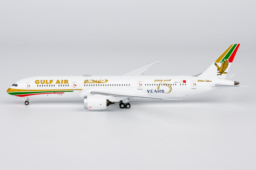 NG Models Gulf Air Boeing 787-9 Dreamliner A9C-FG (1976 retro cs, "75 Years" sticker) 1/400 Aircraft Scale Model