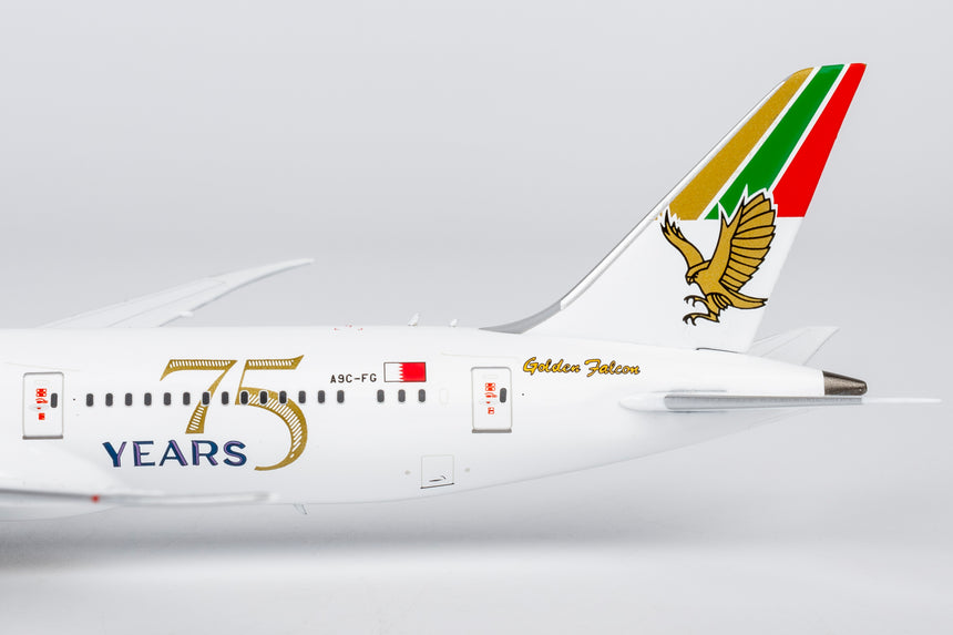 NG Models Gulf Air Boeing 787-9 Dreamliner A9C-FG (1976 retro cs, "75 Years" sticker) 1/400 Aircraft Scale Model