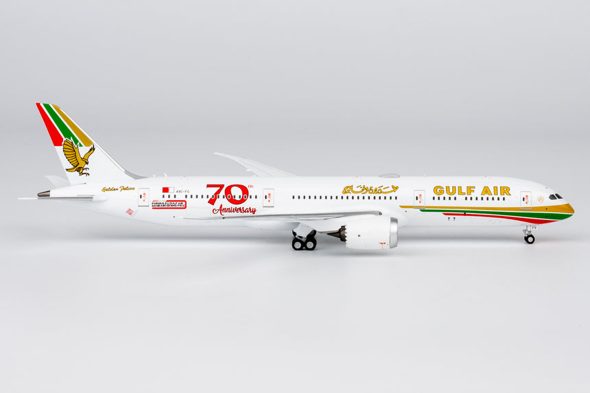 NG Models Gulf Air Boeing 787-9 Dreamliner A9C-FG (1976 retro cs, "70 Years" sticker) 1/400 Aircraft Scale Model