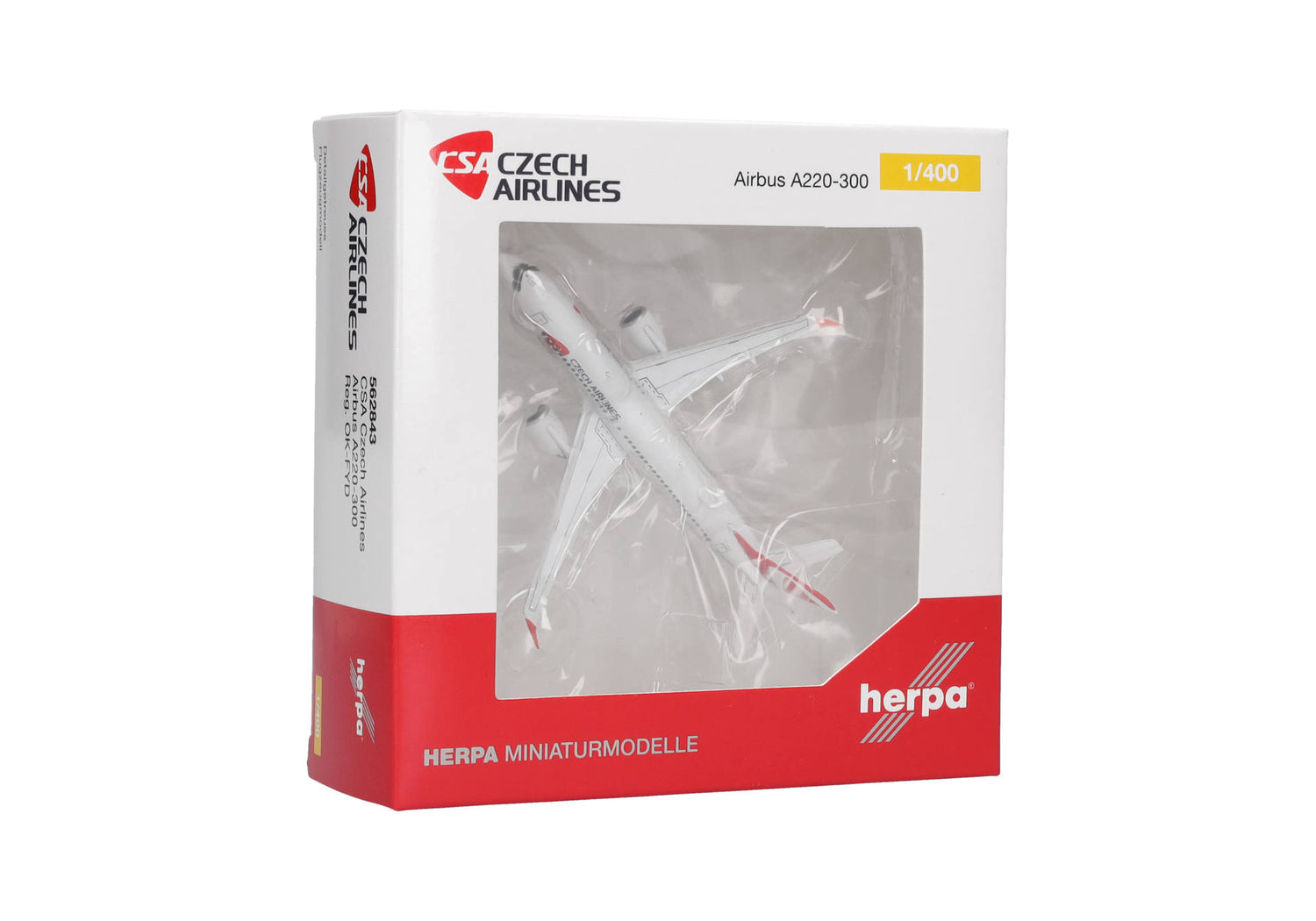 Herpa CSA Czech Airlines Airbus A220-300 1/400 Aircraft Scale Model