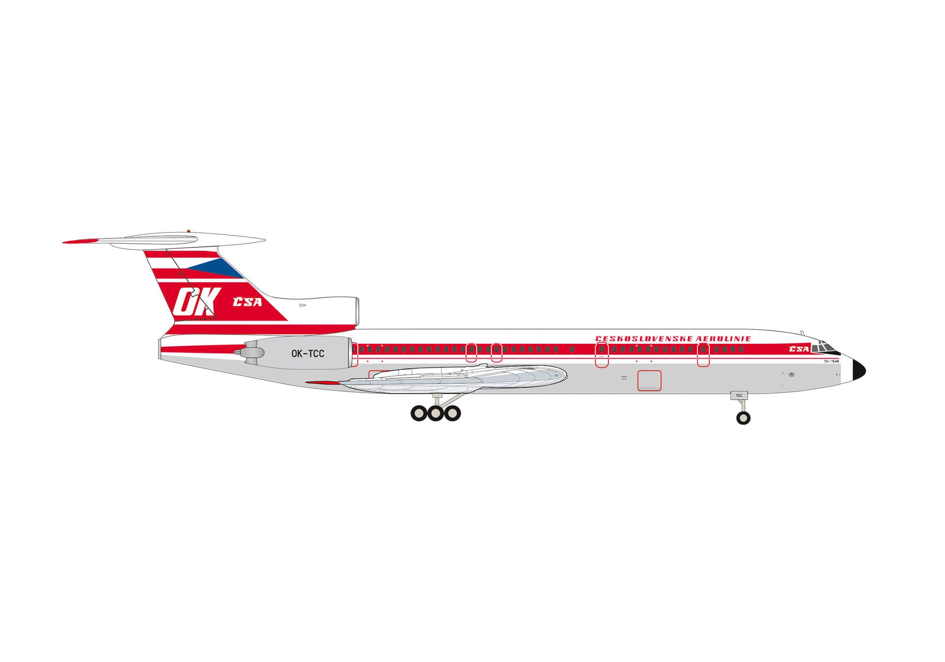 Herpa CSA Czechoslovak Airlines Tupolev TU-154M – OK-TCC 