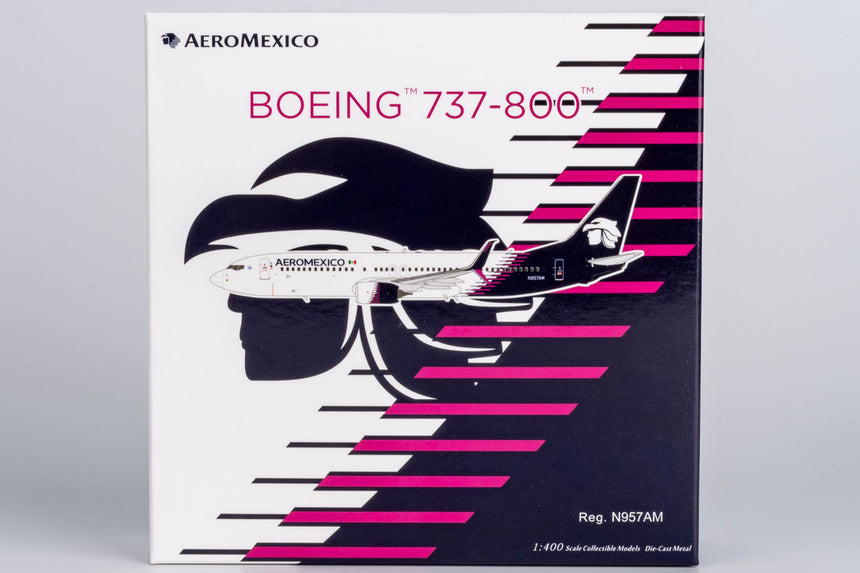 NG Models Aeromexico (New Paint with Scimitar Winglets) Boeing 737-800/w N957AM 1/400 Aircraft Scale Model