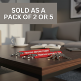 The 'Remove Before Flight' Keychain Pack of 2 or 5