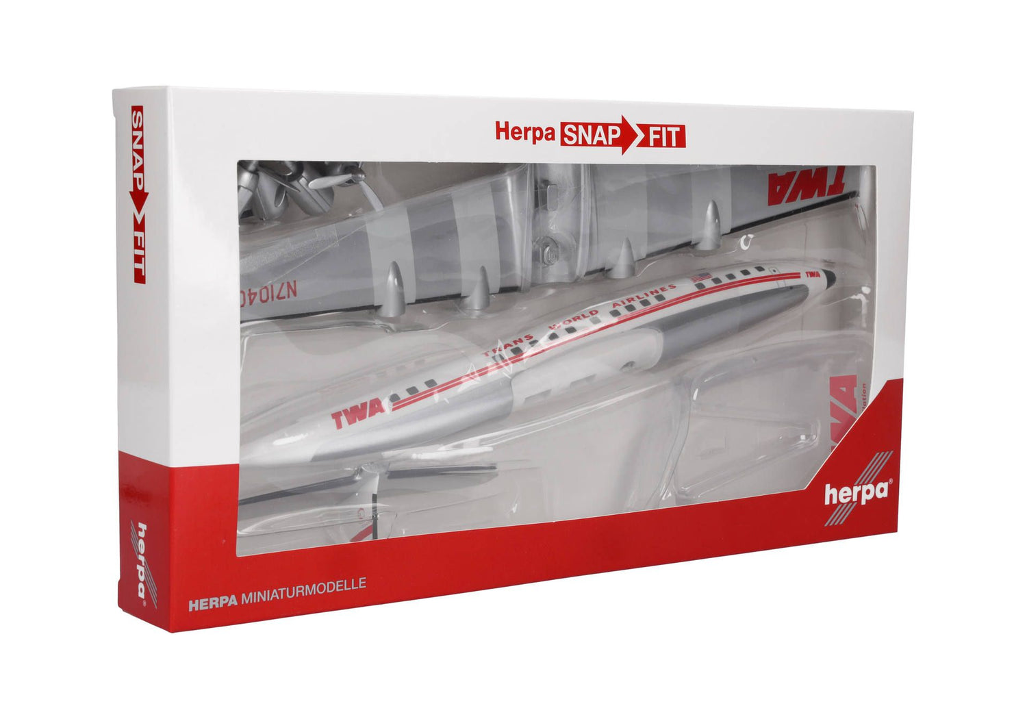 Herpa Snap Fit TWA Trans World Airlines Lockheed L-1049G Super Constellation - N7104C 1/125 Scale