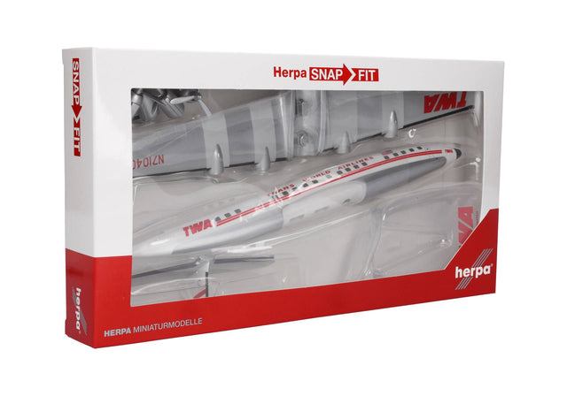 Herpa Snap Fit TWA Trans World Airlines Lockheed L-1049G Super Constellation - N7104C 1/125 Aircraft Scale Model