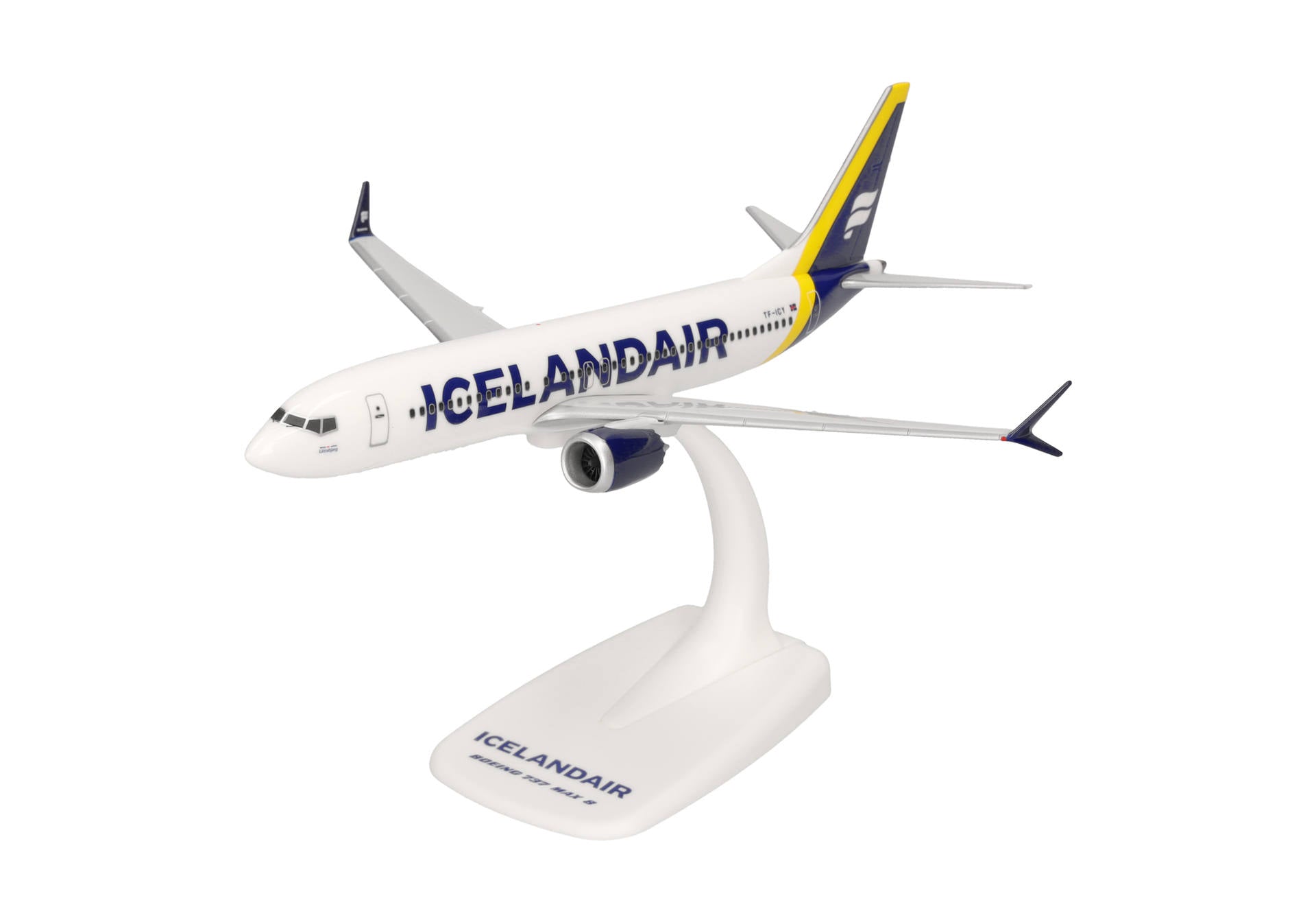 Herpa Snapfit Icelandair Boeing 737 Max 8 - yellow tail stripe 1