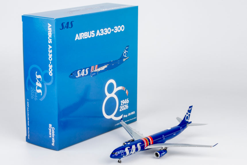 NG Models SAS Scandinavian Airlines Airbus A330-300 LN-RKR Celebrating 80 Years Livery 1/400 Aircraft Scale Model