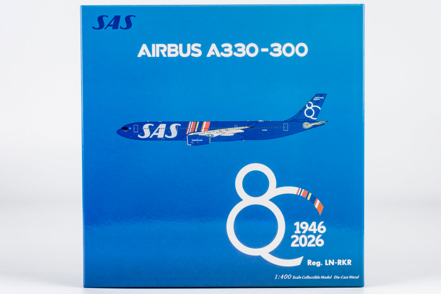 NG Models SAS Scandinavian Airlines Airbus A330-300 LN-RKR Celebrating 80 Years Livery 1/400 Aircraft Scale Model