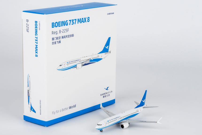 NG Models Xiamen Airlines (Xiamen Airlines' first Boeing aircraft delivered from China (Zhoushan)) Boeing 737 MAX 8 B-225F 1/400 Aircraft Scale Model