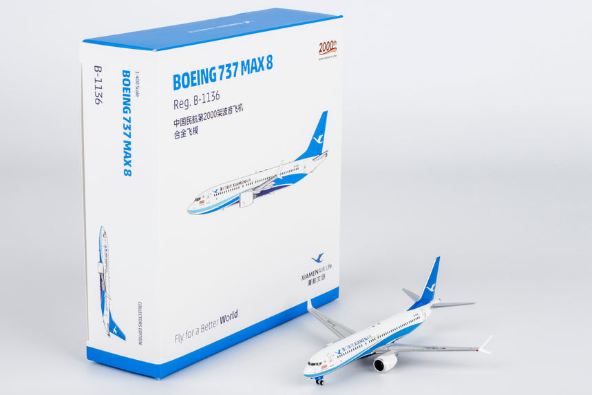 NG Models Xiamen Airlines with "2000th Boeing Aircraft for China" titles Boeing 737 MAX 8 B-1136 1/400 Aircraft Scale Model