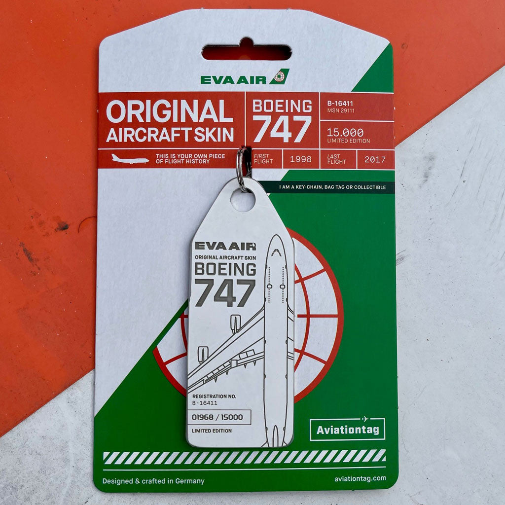 Aviationtag EVA Air Boeing 747 White - Aircraft Model Store