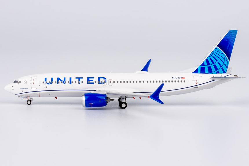 NG Models United Airlines Blue Evolution colors Boeing B737 MAX 8 N17339 1/400 Scale