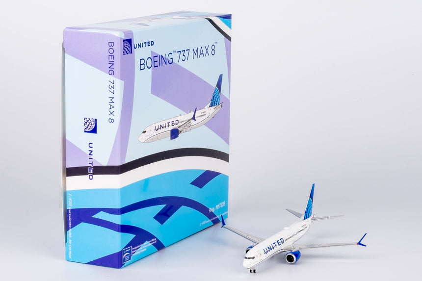NG Models United Airlines Blue Evolution colors Boeing B737 MAX 8 N17339 1/400 Scale