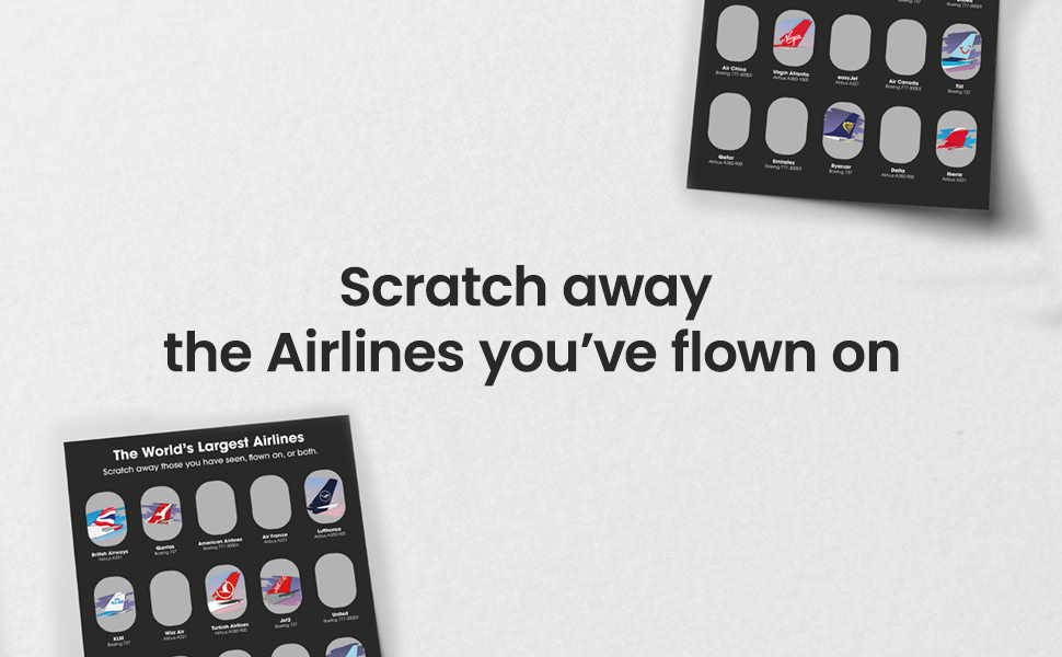 The World's Largest Airlines Scratch Poster - A3 Size - Aviation Gift