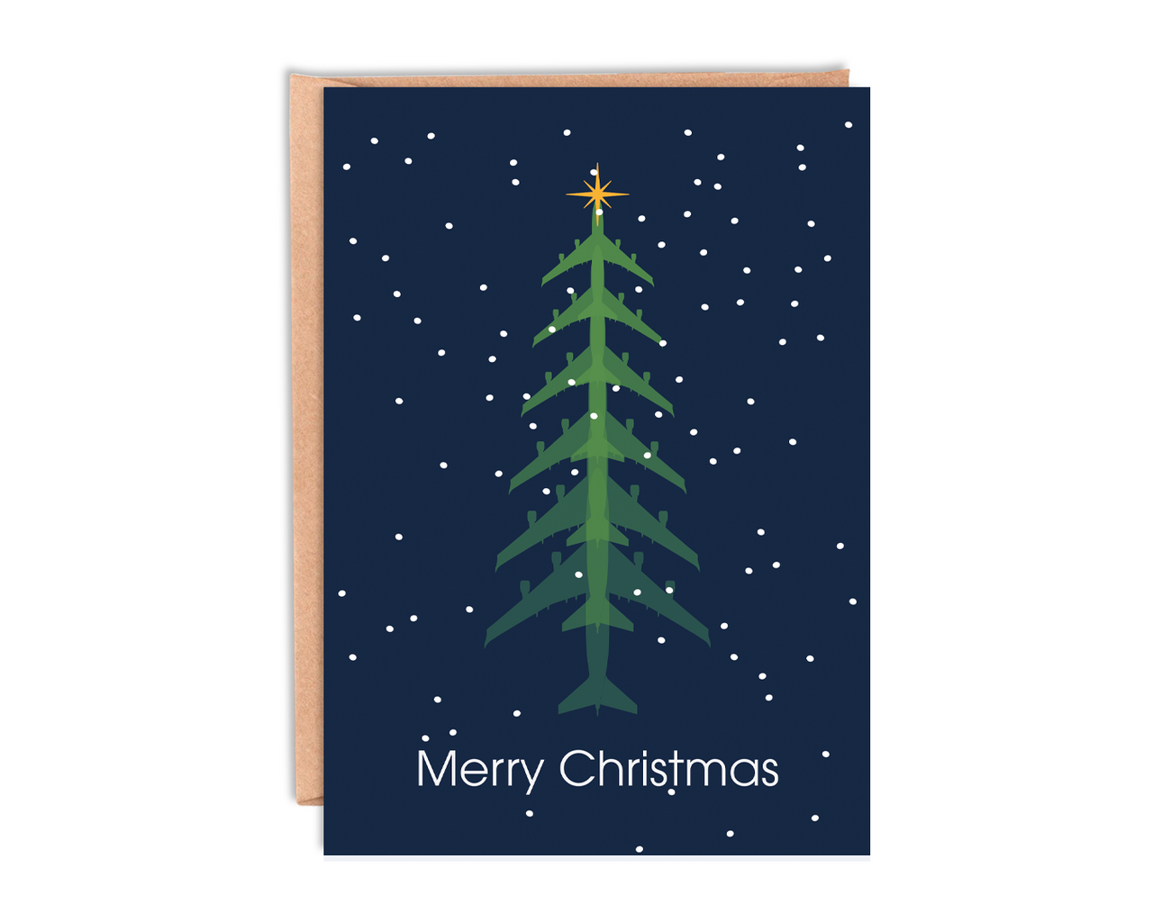 Boeing 747 Aircraft Tree Christmas Card With Envelope