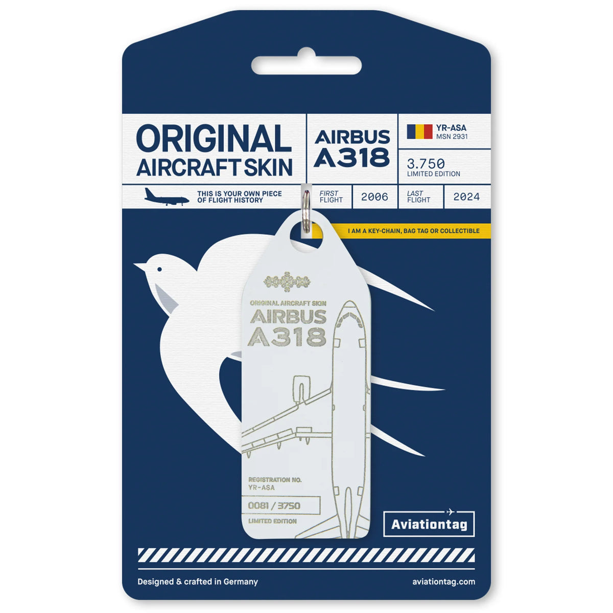 AviationTag Tarom Airbus A318 - YR-ASA White – Aircraft Model Store
