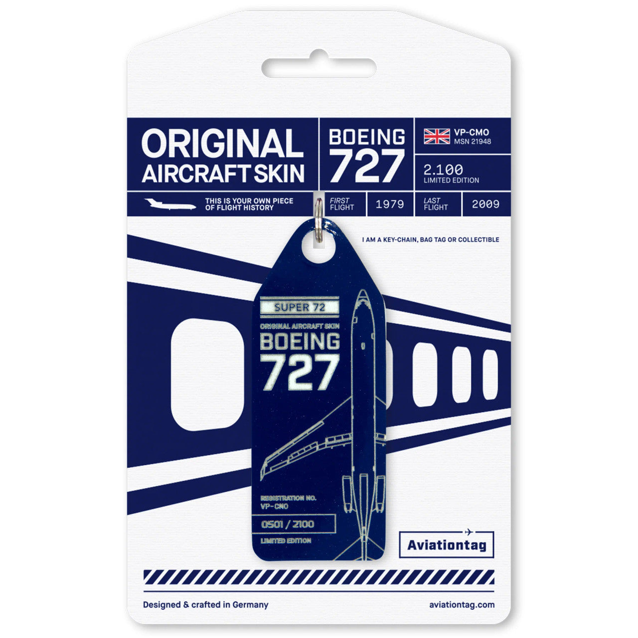 AviationTag Boeing 727-VP-CMO Blue VP-CMOB - Aircraft Model
