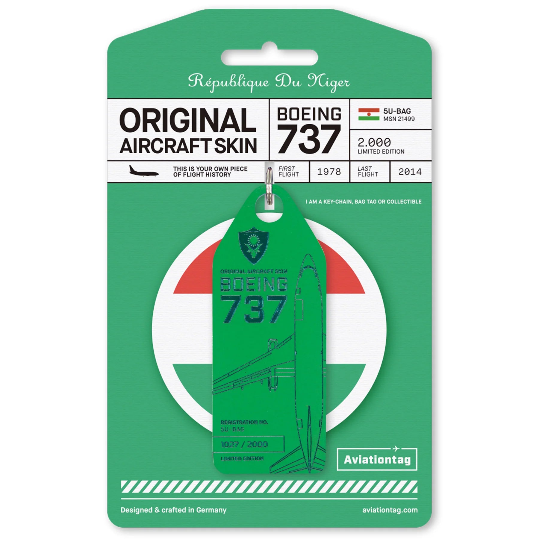 AviationTag Niger Airlines Boeing 737-200 - 5U-BA Green – Aircraft