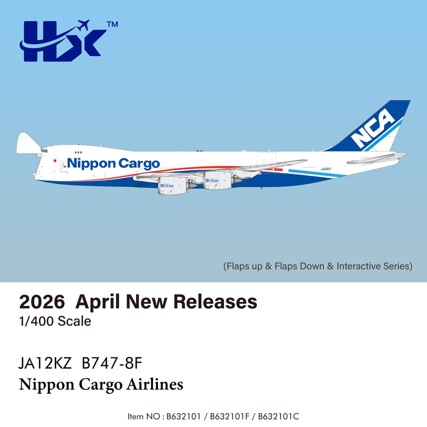 HX Models Nippon Cargo Airlines Boeing B747-8F JA12KZ 1/400 Aircraft Scale Model